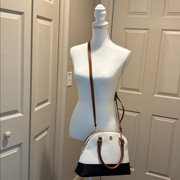 Anne Klein Handbags - Anne Klein Beige and White Logo Satchel and Crossbody Bag Pre-loved Excellent